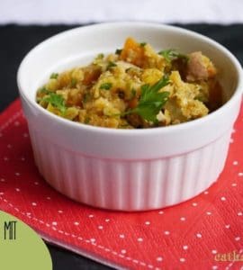 Weiße Schale mit Linsensalat