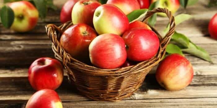 Korb mit roten Äpfeln