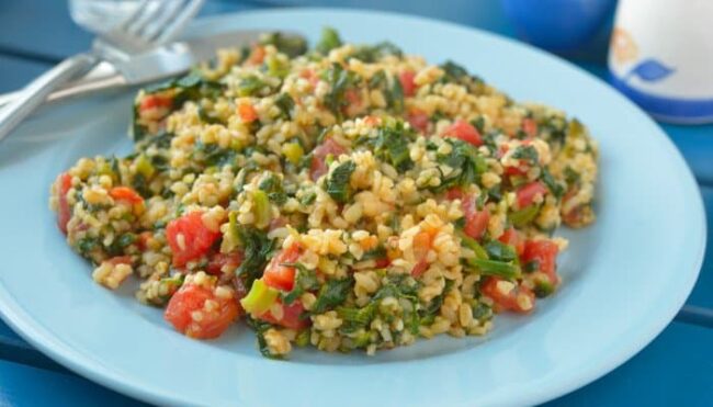 rezept bulgur spinat tomate