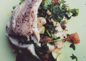 Stremellachs auf Blumenkohlbett