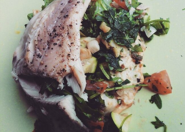 stremellachs mit blumenkohltaler