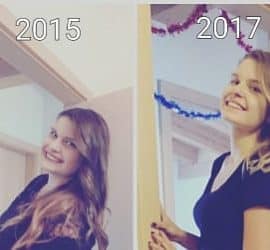 Vorher nachher Bild von Angela (2015 und 2017)