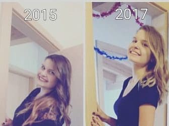 Vorher nachher Bild von Angela (2015 und 2017)
