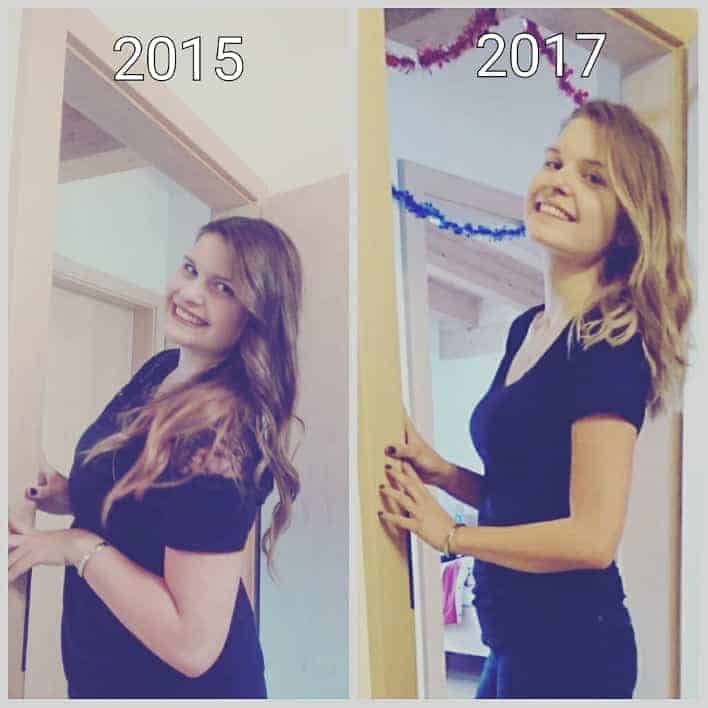 Vorher nachher Bild von Angela (2015 und 2017)