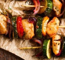 Gemüse Hähnchen Schaschlik