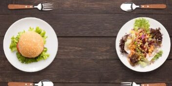 low-carb-high-carb Low Carb Mahlzeit und High Carb Mahlzeit im Vergleich