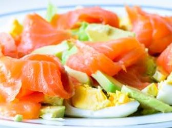 Salat mit Ei, Avocado und Räucherlachs