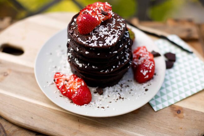 Vegane Brownie Pancakes Vegane Schoko Pancakes